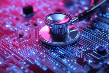 Medical Tech Future: Stethoscope on Circuit Board