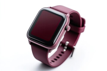 Maroon smartwatch isolated on white background
