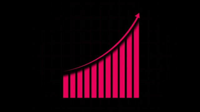 Graph chart showing marketing sales profit increasing .black background .business graph showing success and profit concept. future target success plan busines