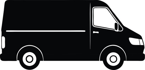 Silhouette of a delivery van,  silhouette delivery van icon 