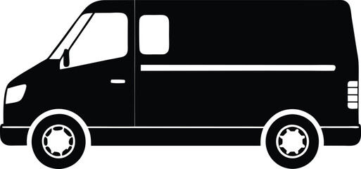 Silhouette of a delivery van,  silhouette delivery van icon  © VectorEliteX