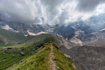 Landscape of Monte Rosa glaciers, Anzasca valley, Italy 