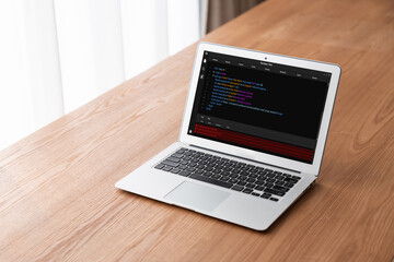 Software development programming on computer screen for modish application and program coding