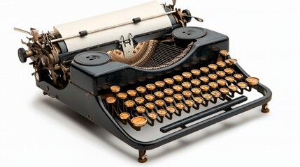 Vintage Typewriter on White Background for Retro Aesthetic Appeal
