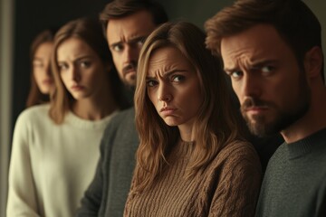 Obraz premium Emotional tension between couples during a divorce discussion in a dimly lit room