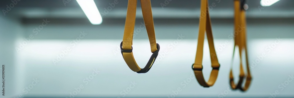 Poster minimal fitness straps in a bright gym space designed with geometric balance and a focus on composit