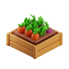 3D Cartoon Vegetable Garden in Raise Bed 
