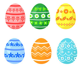 Set of colorful easter eggs on a white background