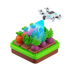3D Drone Spraying Vegetables 