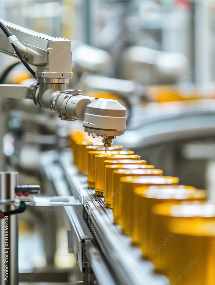 Poster robotic machines and ai streamline production processes in an automated factory environment showcasi