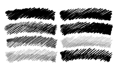 Naklejka premium Eight hand-shaded arched backgrounds, decorative elements or other. Doodles and squiggles. Vector set