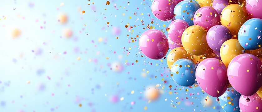 Festive Balloons and Confetti Celebration