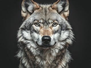 Obraz premium Majestic Wolf Portrait for Dark Background.