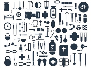 Fototapeta premium Comprehensive Medical Equipment Icons