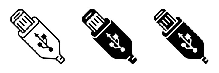 usb icon set flat vecktor trendy popular simple