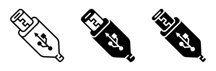 usb icon set flat vecktor trendy popular simple