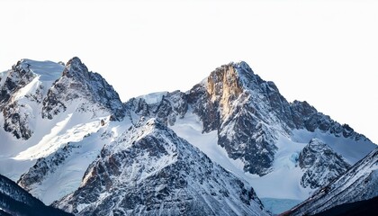 seamless photo rocky mountains with snow covered isolated on white background