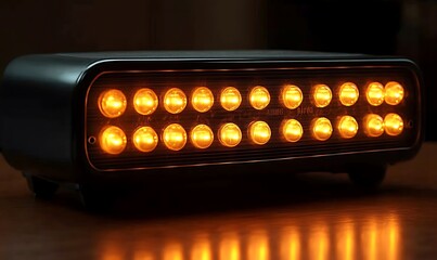 Illuminated Led Light Panel Glows Warmly on a Wood Tabletop