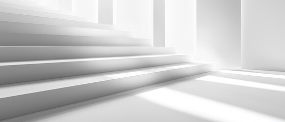 Obraz premium Minimalist White Staircase Architecture - Modern Design