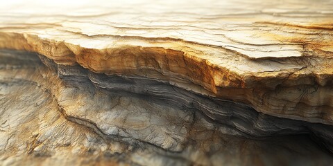Naklejka premium Rugged Rock Formation Cliff Edge with Layered Texture and Bright Background