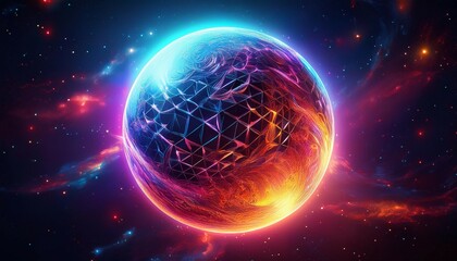 a vibrant glowing sphere illuminated in cosmic space