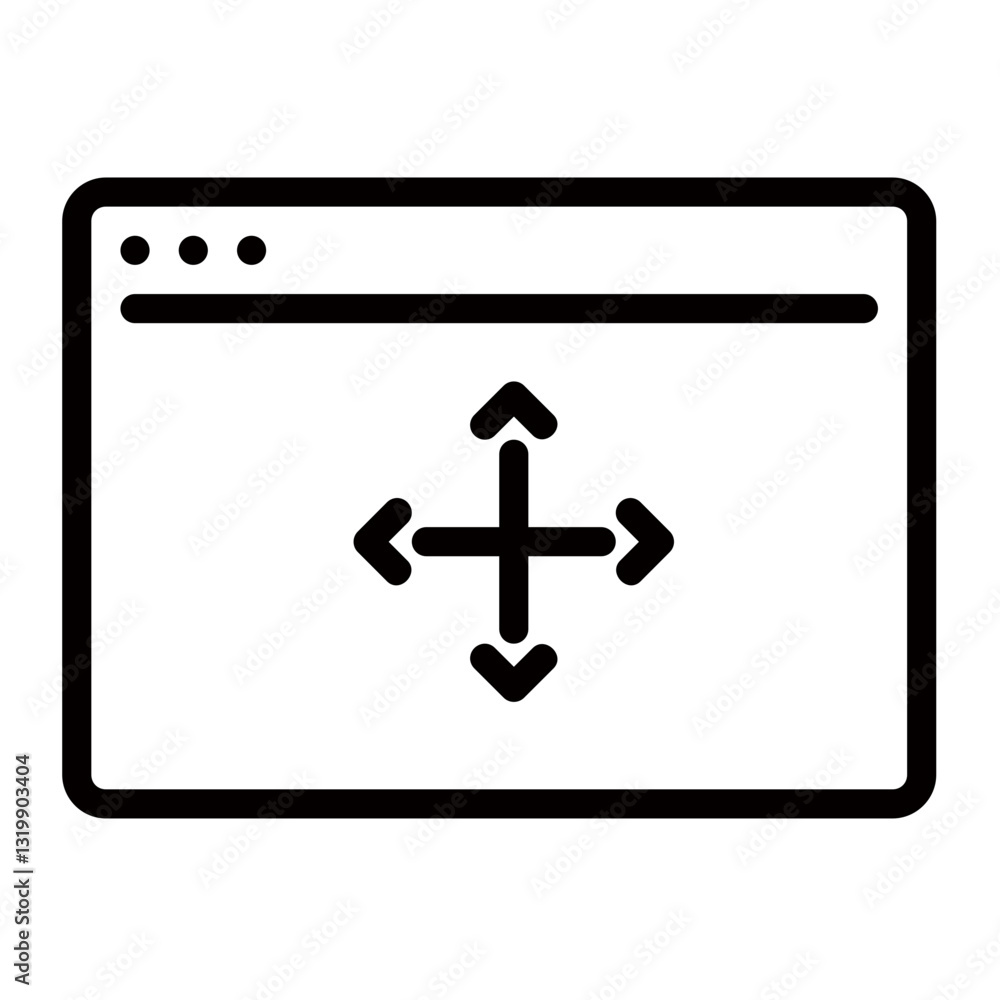 Poster a simple browser window icon depicting effortless resizing and full screen capability with clean lin