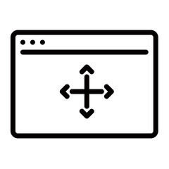 A Simple Browser Window Icon Depicting Effortless Resizing And Full Screen Capability With Clean Lines And Bold Black Strokes On A White Background