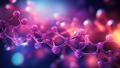 abstract molecular structure vibrant pink and purple glowing bokeh background science concept ideal for tech presentations