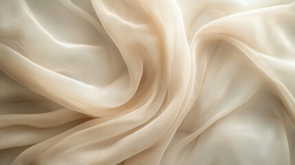 Fototapeta premium Creamy chiffon fabric that creates a flowing, smooth texture, which gives a soft and light feel.