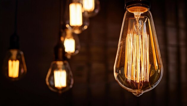 vintage edison bulbs warm illumination in a dark space