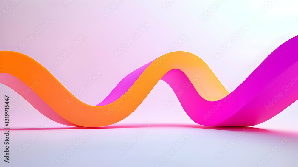 Poster vivid pink and orange abstract 3d wave with gradient colors in a modern minimalist design on a brigh