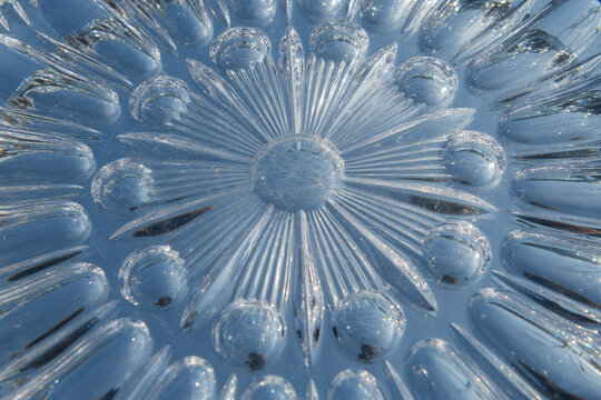 abstract background with bubbles and pattern in glass plate and sun light