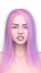 Naklejka premium 女性の顔アップ 3DCGレンダリング