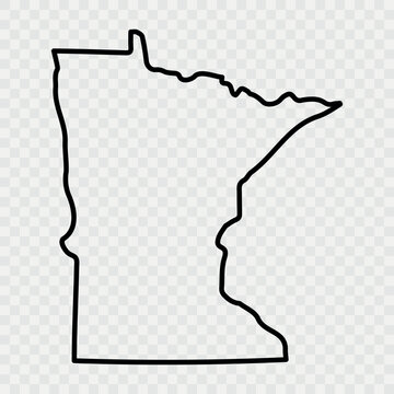 Minnesota Map Black, State Border, United States, US America, Transparent Isolated, Variations. High detailed vector map - Minnesota. Vector icon