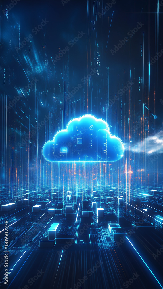 Poster cloud computing digital information and cyberspace background