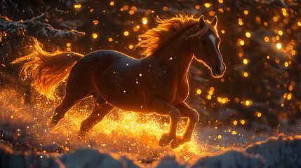 Glittering Horse Jumps Over Sparkling Numbers to Celebrate the Upcoming Year 2026