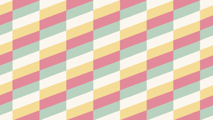 a seamless and colorful abstract geometric pattern that can be used as a background or wallpaper. The pattern features diagonal stripes in shades of pink, yellow, and blue.