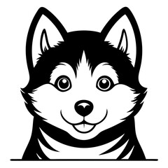 Naklejka premium a cute husky dog vector illustration with its head peaking out, friendly face, and expressive eyes