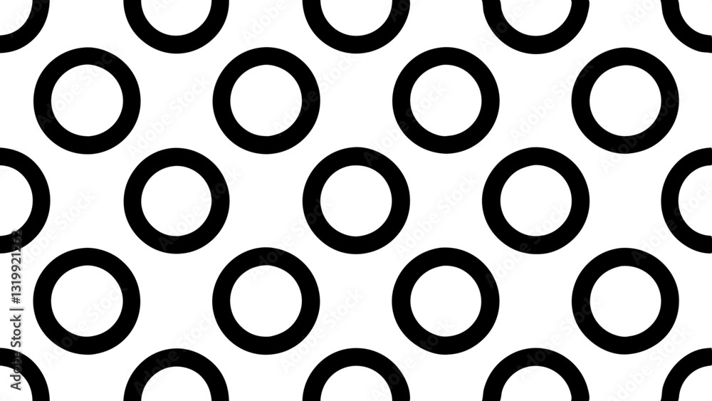 Poster black circles on a repeated pattern on white background, creating a modern graphic design, vector il