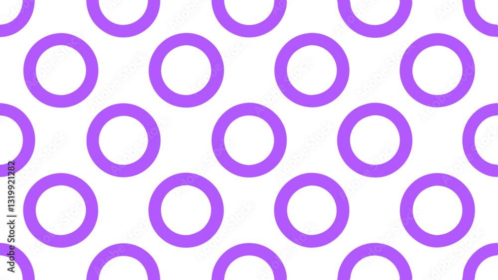 Poster geometric design featuring a repeating pattern of purple circles arranged in a grid, vector illustra