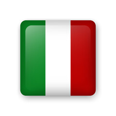 Italy flag glass icon. Square vector element with shadow. Best for mobile apps, UI and web design.