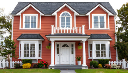 Front facade of newly painted home , with white tonespng