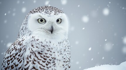 Fototapeta premium Majestic Snowy Owl in Winter Snowfall