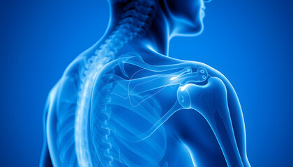 x-ray human shoulder in blue tone , with white tonespng
