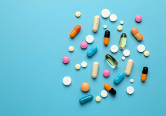Bunch of colorful capsules and pills medicine pills and capsules healthcare and medicine