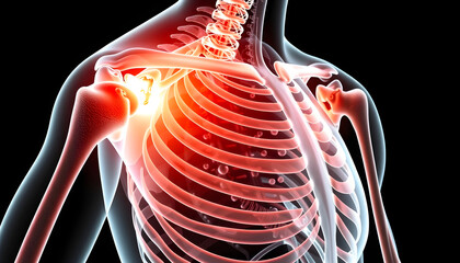Shoulder X-ray showing bones and joints of the shoulder girdle , with white tonespng