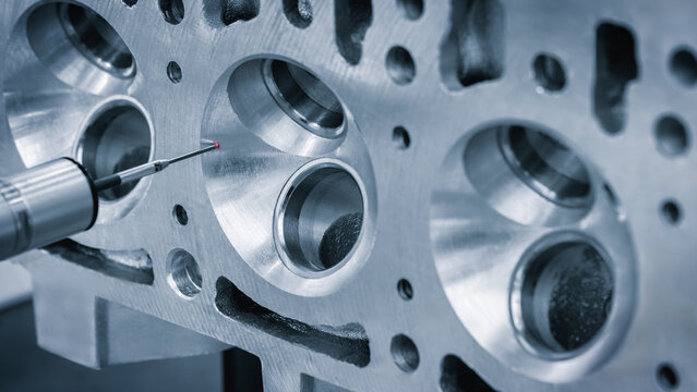 Quality control on milling CNC machine, coordinate measuring machine, Quality control machine. cylinder block of diesel engine repair.