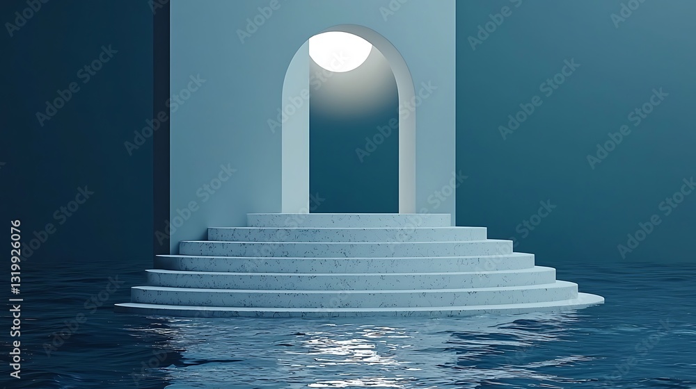 Poster minimalist architectural design with water reflection
