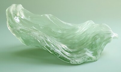 Fototapeta premium Abstract Green Translucent Sculpture with Flowing Water Form