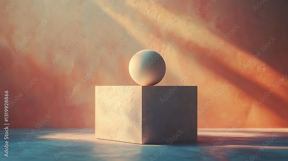 Poster Minimalist Sphere and Cube Product Display